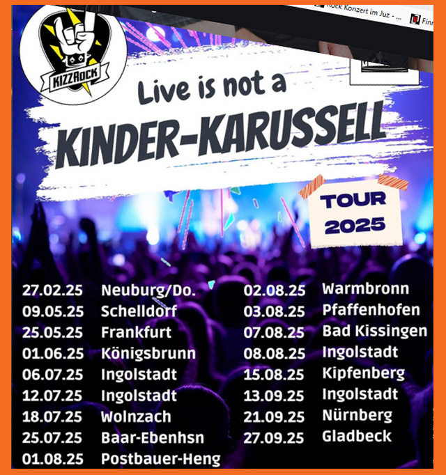 KIZZRock live – Rock & Metal Band für Kinder, Konzerttermine